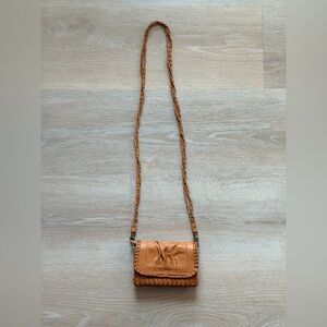 Frye Mini Leather Crossbody Wallet Purse Braided Strap Removable Strap